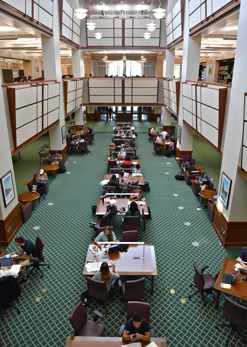 students studying in library